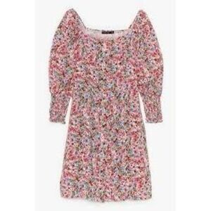 Nasty Gal Size 2 Puff Sleeve Mini Dress Vintage Floral Print Grannycore Spring